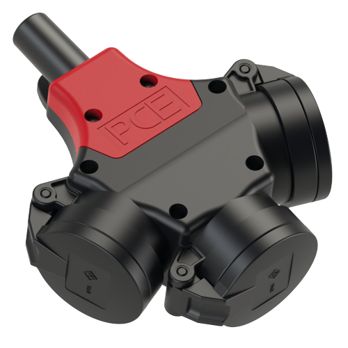 Verteiler (Vollgummi) 230 V,  3-fach Schuko, mit Klappdeckel, 5 m