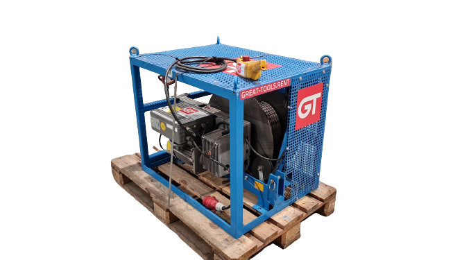 Seilwinde, 400 V, 0,98 t, Tirak, T 1000, mit Seil (Ø 10 mm), mit Rahmen