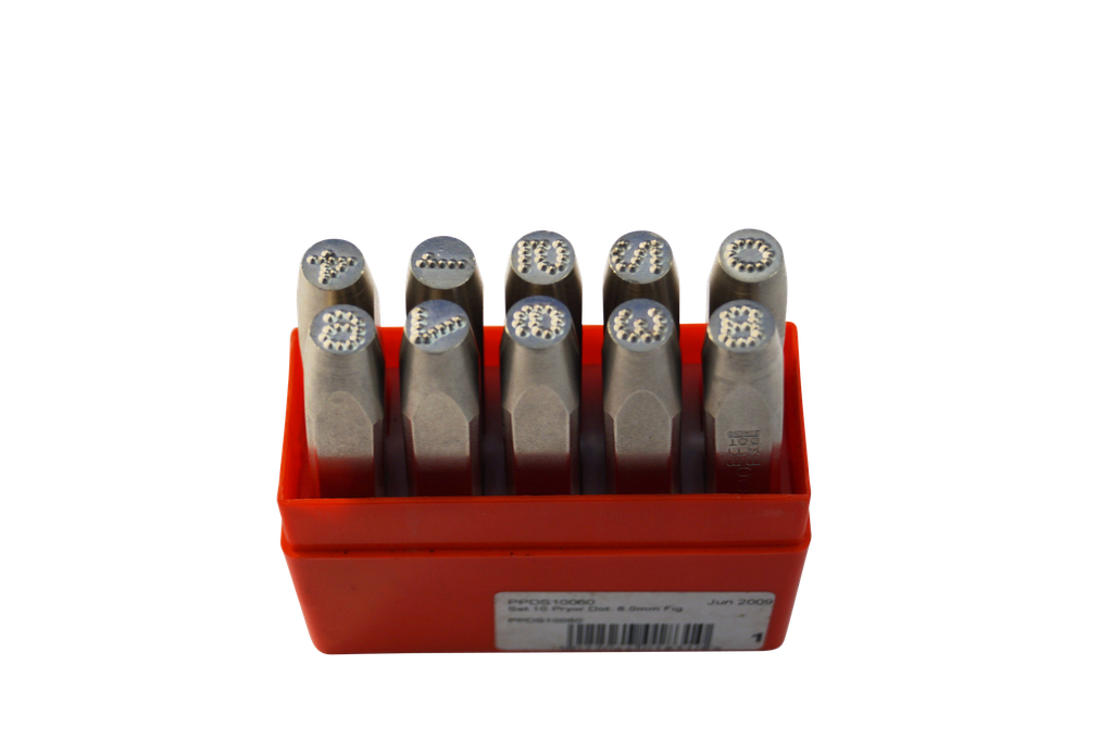 Schlagzahlen 0-9, Schrifthöhe 8 mm, punktiert