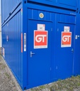 Sanitärcontainer, 6 m; h = 2,8 m, 2 Türen, mit Extra WC, weiß RAL 9002