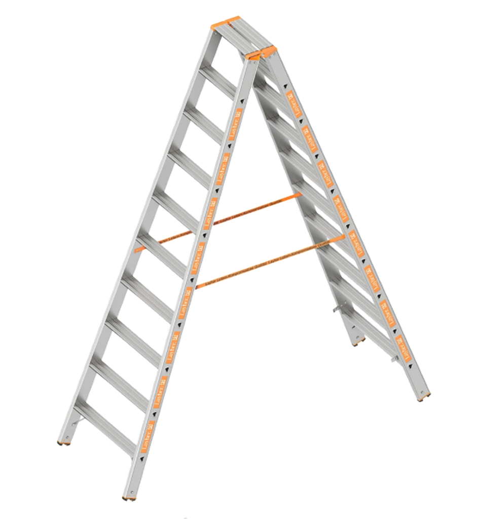 Treppenstehleiter, 2 m / 2 x 8 Stufen