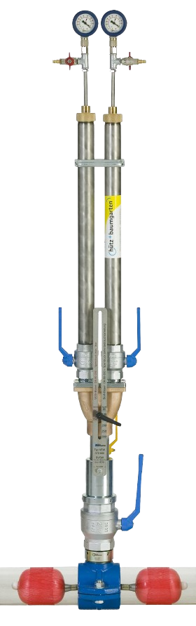 Zweifachblasensetzgerät komplett, DN 80 - 300, mit Stoffblasen, Hütz