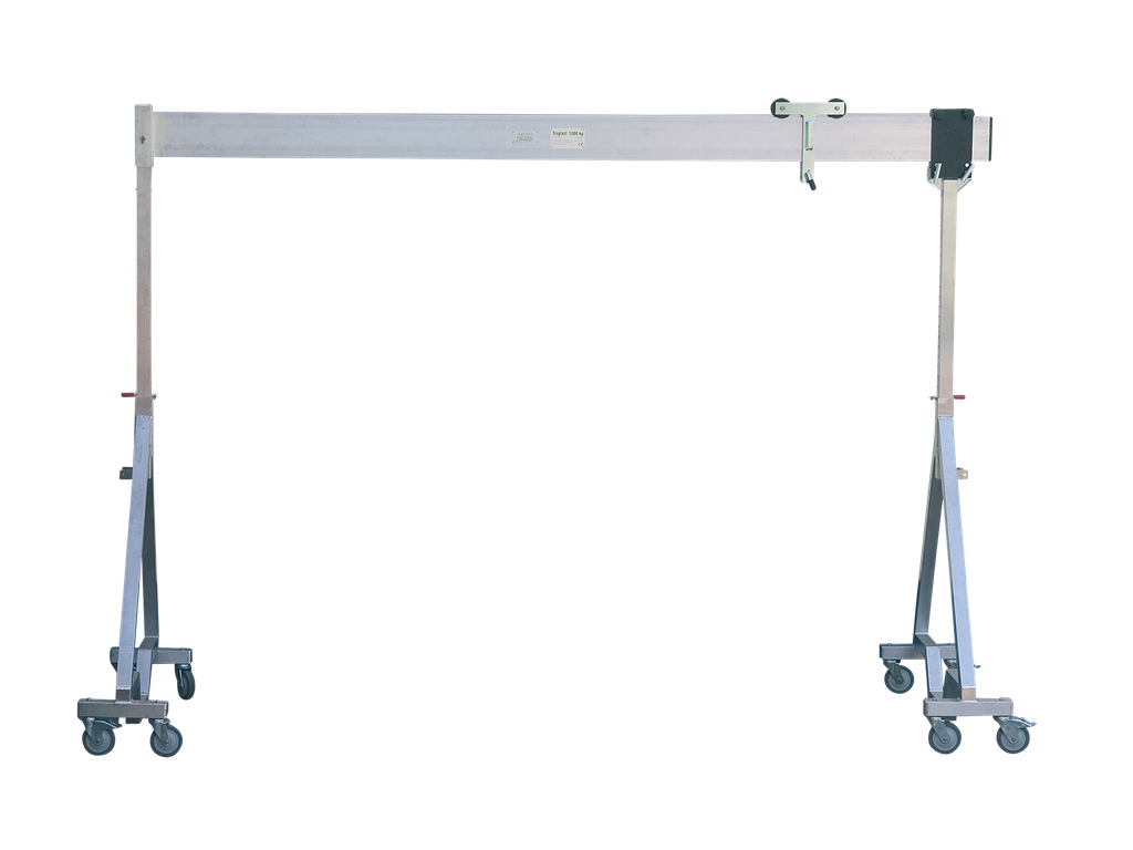 Alu-Portalkran, fahrbar, Traglast: 1 t, Arbeitsbreite 3,55 m