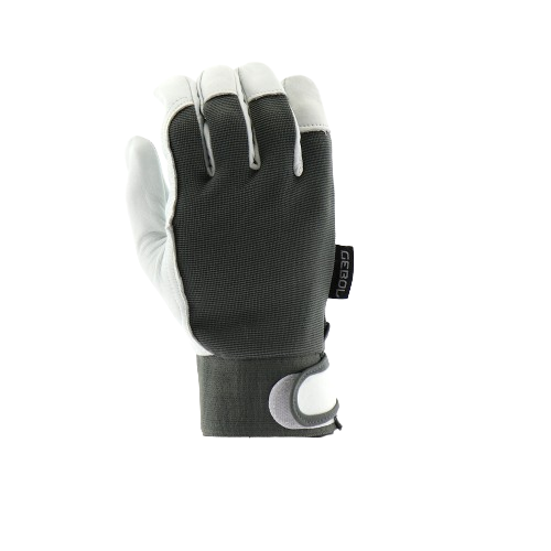 Montagehandschuhe Uni Fit Comfort, Leder, grau/weiß,  Gr.8