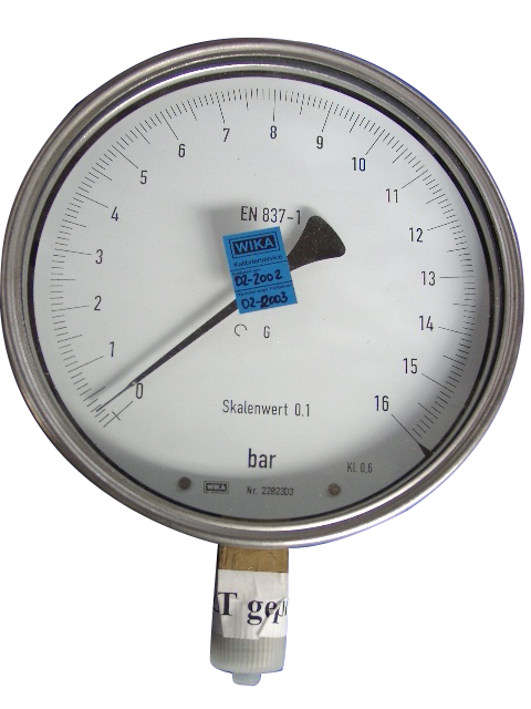 Feinmess-Manometer, 0 bis 0,6 bar, G 1/2" Messing, Kl. 0,6