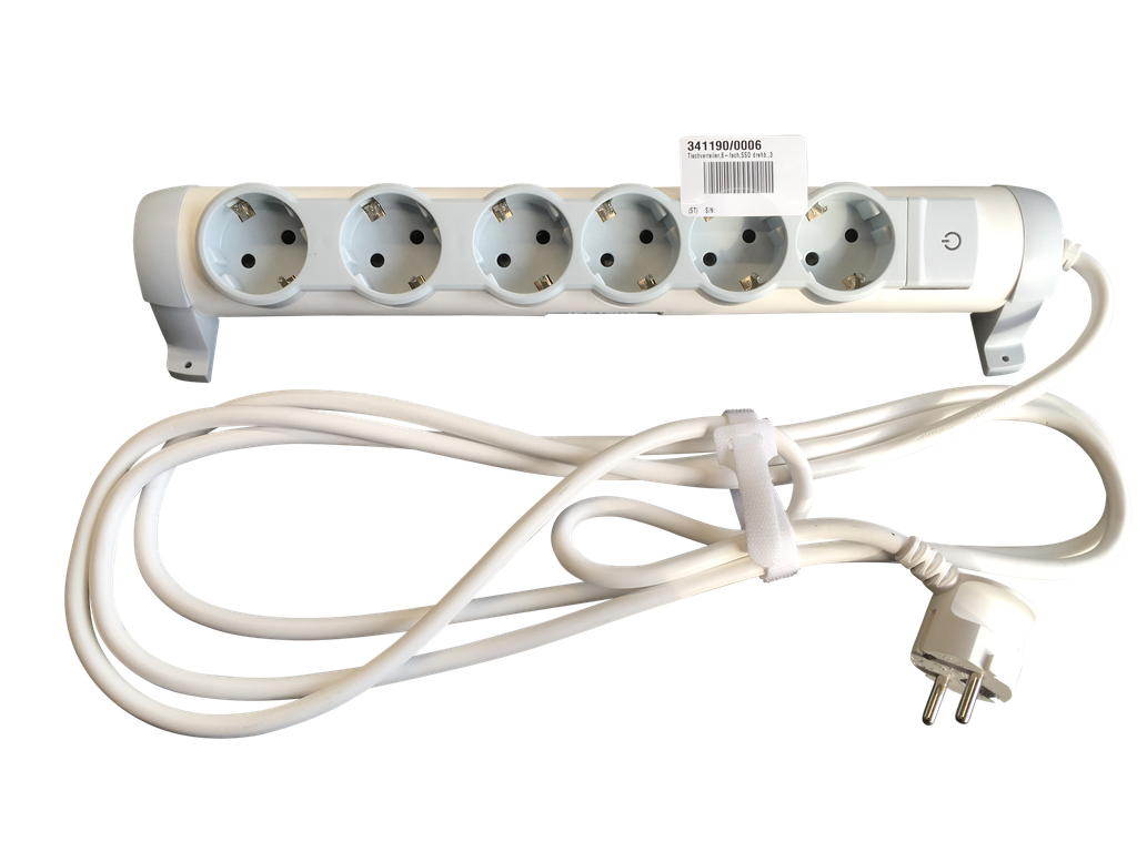 Tischverteiler, 230 V, 6-fach, drehbar, mit 1,5 m Kabel