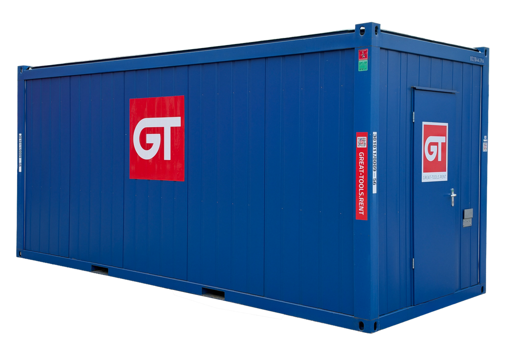 Büro- / Mannschaftscontainer, 6m; h = 2,8 m, blau RAL 5010