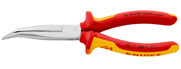 Halbrund-Spitzzange, 200 mm, 45° gebogen, VDE isoliert