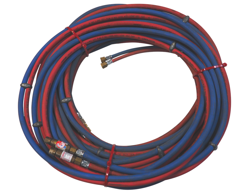 Autogenschläuche Acetylen/Sauerstoff mit Vorlagen und 4 m Minischlauch, 20 m