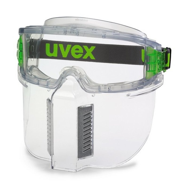 Gesichtsschutz-Maske /Vollsichtbrille mit Faceguard montiert Uvex