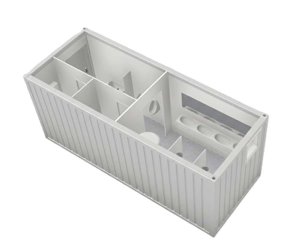 Sanitärcontainer, 6 m; h = 2,8 m, weiß RAL 9002