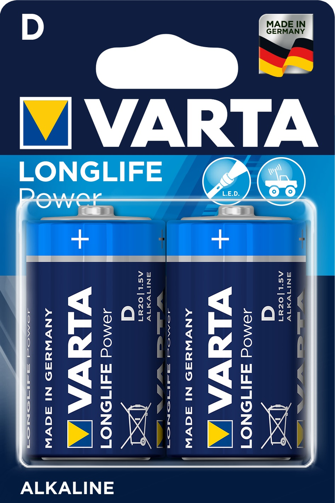 Batterie; 1,5 V; Alkali-Mangan; Varta Longlife Power D Blister 4920