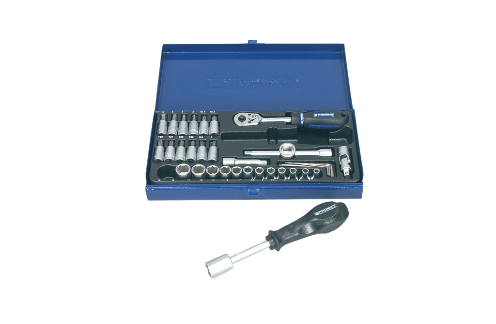 Stecknuss-Satz, SW 4 bis 13mm / 36-teilig, 1/4" Vierkant, m. Innensechskant+TORX