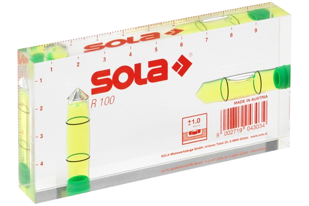 Wasserwaage 100 mm Acryl SOLA Mini-Wasserwaage R100