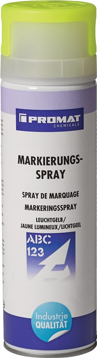 Markierungsspray; leuchtgelb; bis + 40 °C; mit 2-Finger Sprühkopf; PROMAT Chem.