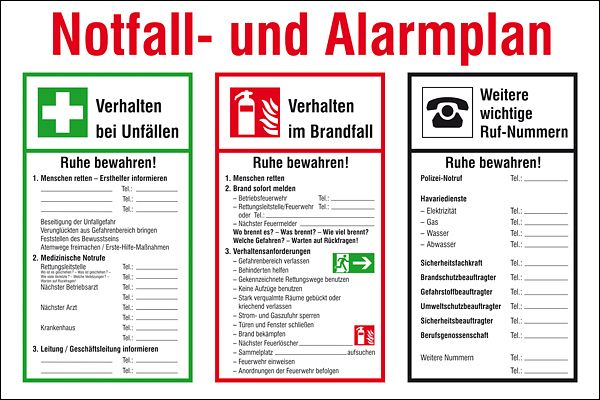 Schild PVC "Notfall und Alarmplan"