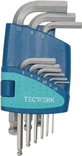 Innensechskantschlüssel-Satz SW 1,5-10mm, kurz, mit Kugelkopf