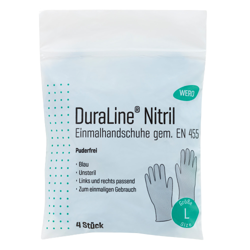 Einmalhandschuhe WERO DuraLine Nitril, puderfrei,  Gr. L (4 Stk.)