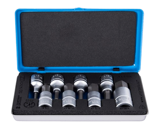 Inbus Stecknuss-Satz, SW 3/16 bis 5/8" / 9-teilig, 1/2" Vierkant