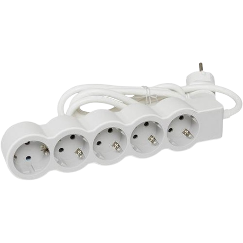 Flache Steckdosenleiste, 230 V, 5-fach, mit 5 m Kabel