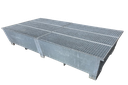 Auffangwanne 2670x1310x490mm, verzinkt, unterfahrbar, mit Gitterrost