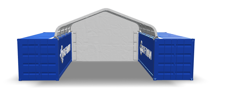 Containerüberdachung 6,0 x 6,0 x 1,8m, komplett, mit Plane