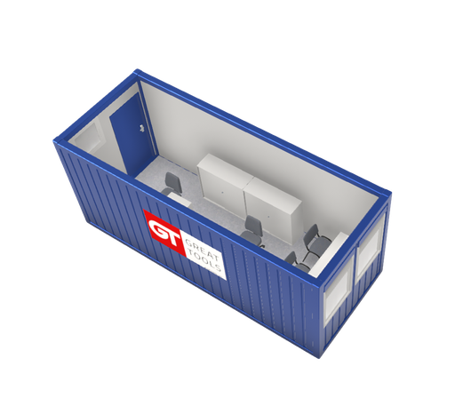 [301011/0001] Büro- / Mannschaftscontainer, 6 m; h = 2,8 m, weiß RAL 9002