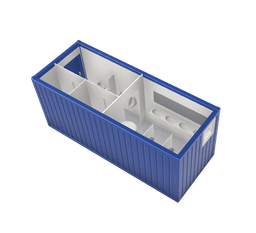 [301110/0001] Sanitärcontainer, 6 m; h = 2,8 m, blau RAL 5010