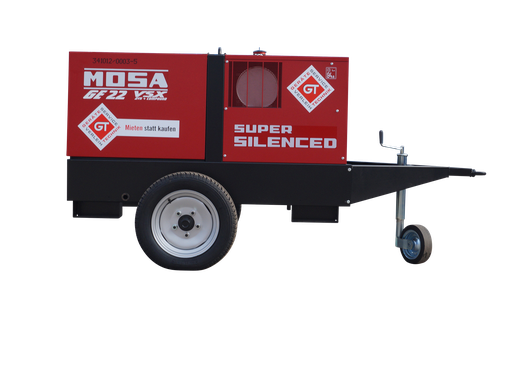 [341012/0003] Stromerzeuger, 20 kVA, Diesel, 230 V / 400 V, Mosa, GE22VSX, Fahrgestell