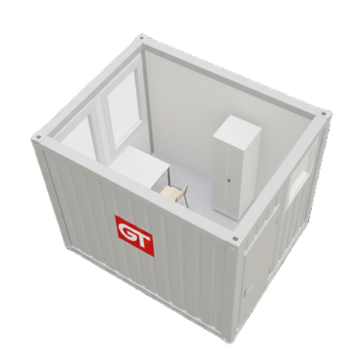 [301011/0006] Büro- / Mannschaftscontainer, 3 m; h = 2,8 m, weiß RAL 9002