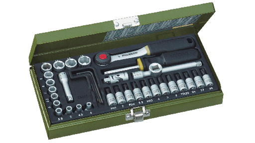 [381712/0014] Stecknuss-Satz, SW 4 bis 13mm / 36-teilig, 1/4" Vierkant, m. Innensechskant+TORX