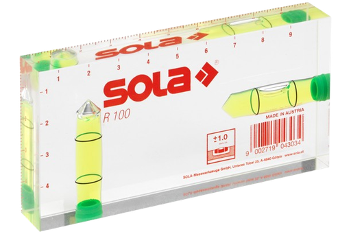 [382012/0049] Wasserwaage 100 mm Acryl SOLA Mini-Wasserwaage R100