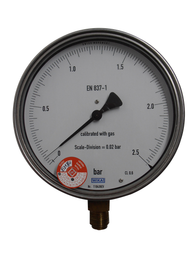 [361011/0045] Feinmess-Manometer, 0 bis 2,5 bar, G 1/2" Messing, Kl. 0,6