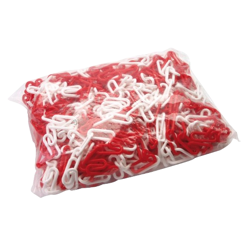 [119912/0007] Absperrkette rot/weiß Kunststoff kältebeständig je m