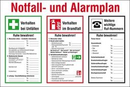 [119911/0010] Schild PVC "Notfall und Alarmplan"