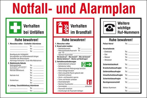 [119911/0010] Schild PVC "Notfall und Alarmplan"