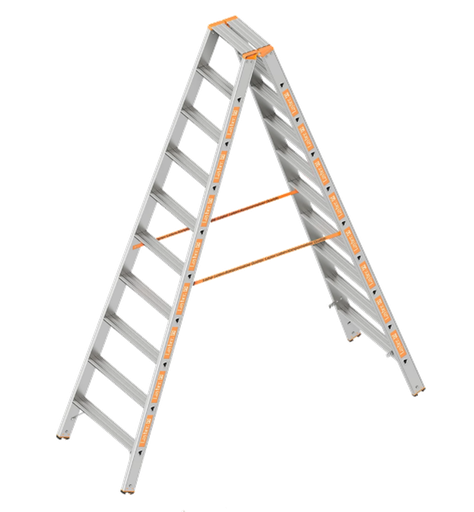 [371410/0064] Stufenstehleiter, 2,5 m / 2 x 10 Stufen