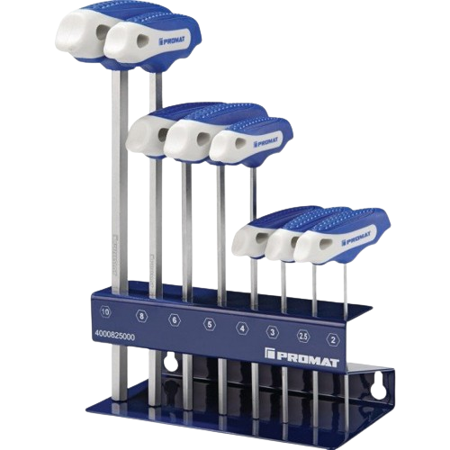 [381411/0009] Innensechskantschlüssel Satz T-Griff 2-10mm Promat