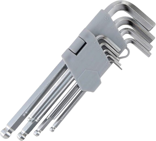 [381410/0063] Inbusschlüssel-Satz SW 1,5-10mm, mit Kugelkopf, Promat