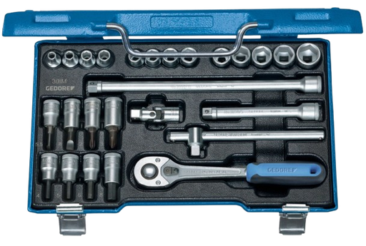 [381712/0015] Stecknuss-Satz, SW 6 bis 19mm / 26-teilig, 3/8" Vierkant, mit Innensechskant
