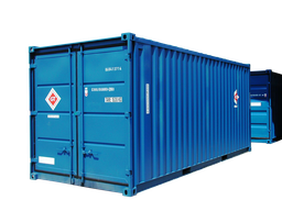 [301210/0016] Magazincontainer, 6 m; h = 2,6 m, mit Elektroeinbauten, blau RAL 5010