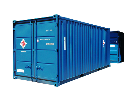 [301210/0016] Magazincontainer, 6 m; h = 2,6 m, mit Elektroeinbauten, blau RAL 5010