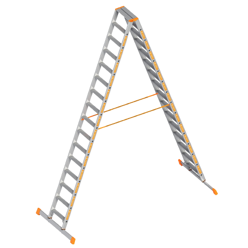 [371410/0070] Stufen-Stehleiter, Alu, 4,00 m / 2 x 16 Stufen, Layher