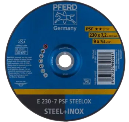 [351316/0063] Schruppscheibe INOX 230x7,2mm PSF STEELOX Pferd